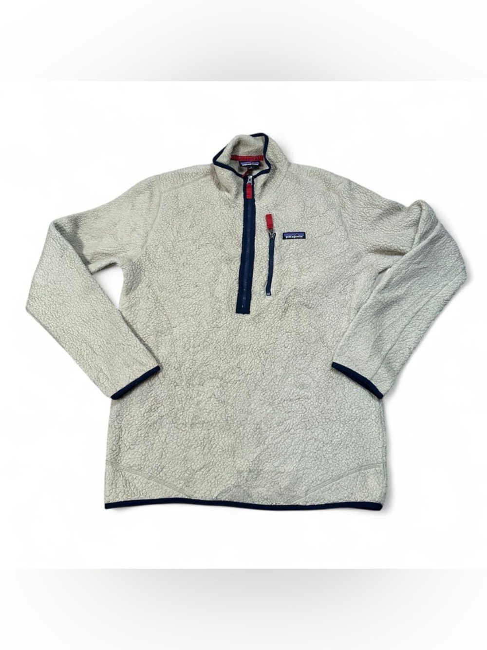 Patagonia Men’s Oatmeal Off White Retro Pile 1/2 Zip Fleece Jacket Medium